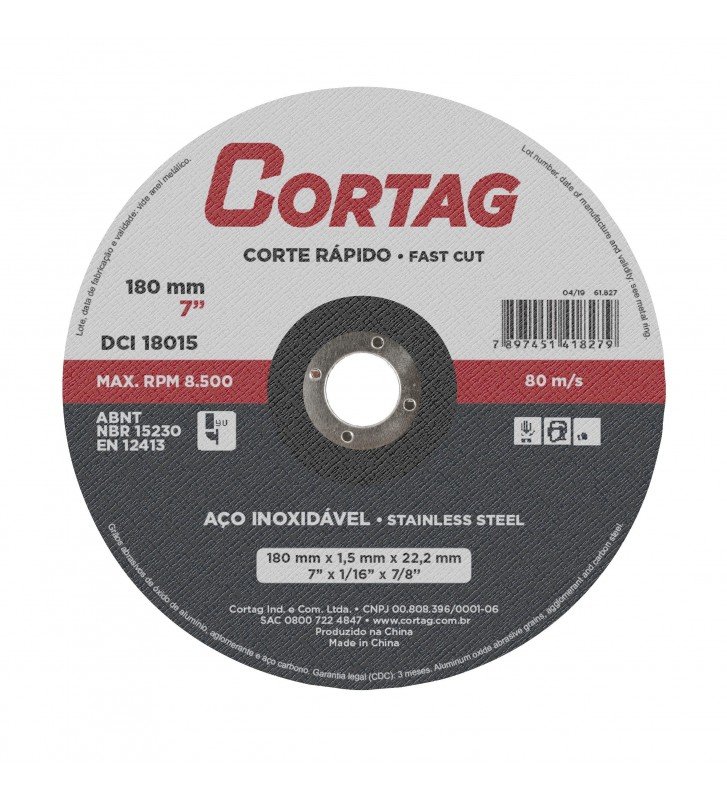 DISCO CORTE INOX  07 X 1.6 X 7/8 CORTAG ref. 025701