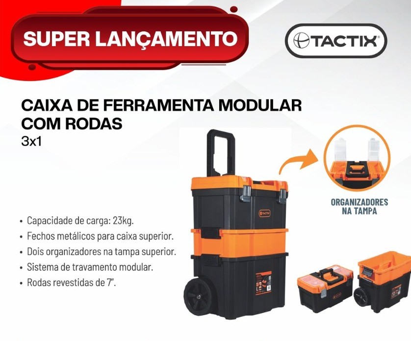 CAIXA FERRAMENTA PVC 3X1 COM RODAS INDUSTRIAL ref. 026683