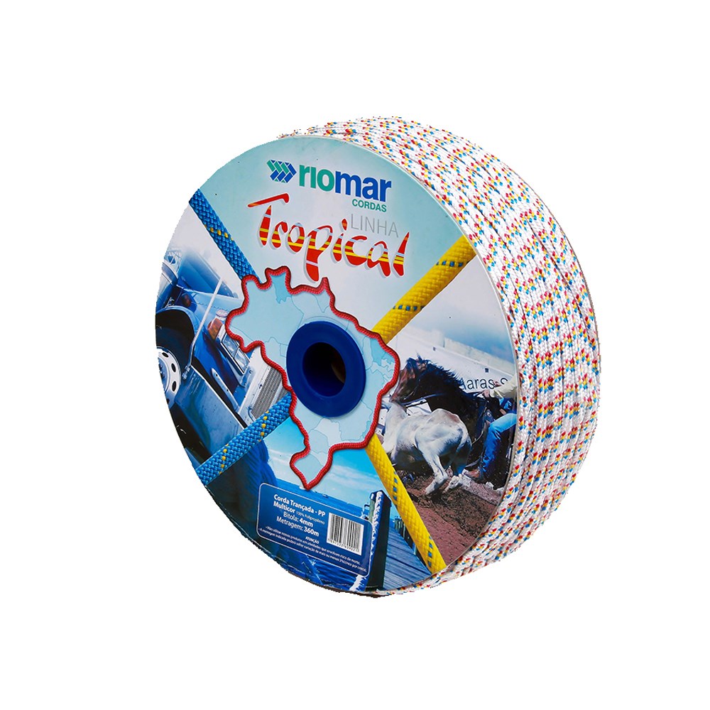 CORDA POLIPROPILENO COLORIDA 04 MM ROLO APROX. 360MT ref. 026727