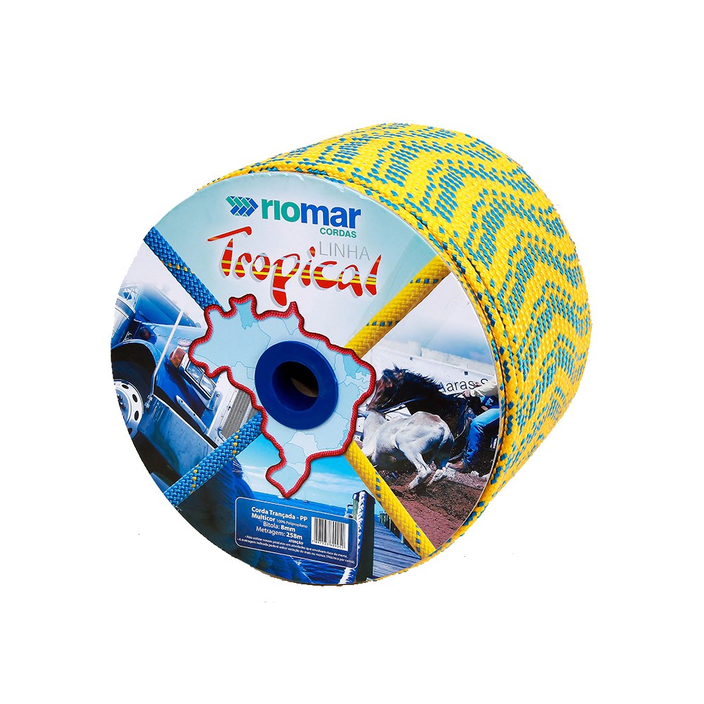 CORDA POLIPROPILENO COLORIDA 08 MM ROLO APROX. 258MT ref. 026730