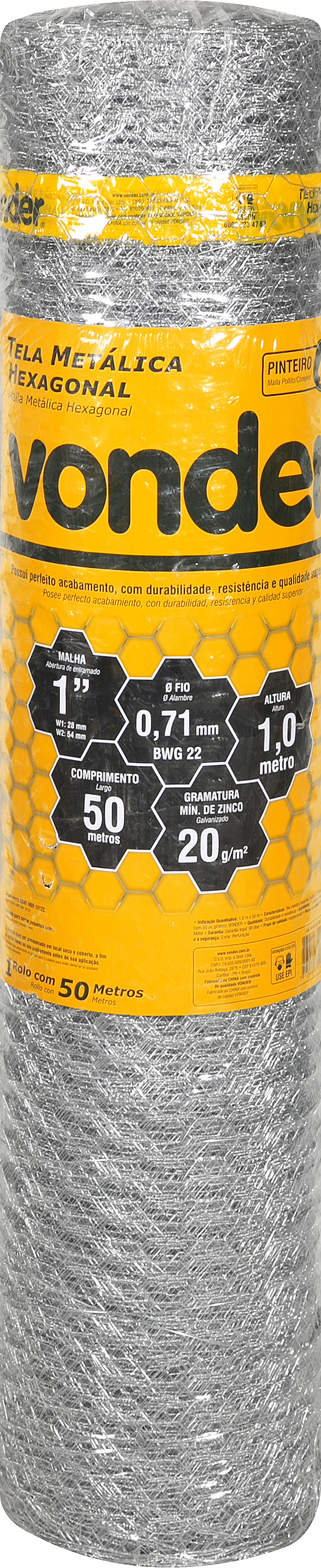 TELA AR. PINTEIRO 1P X FIO 22 X 1.00MT ROLO 50 METROS ref. 026765