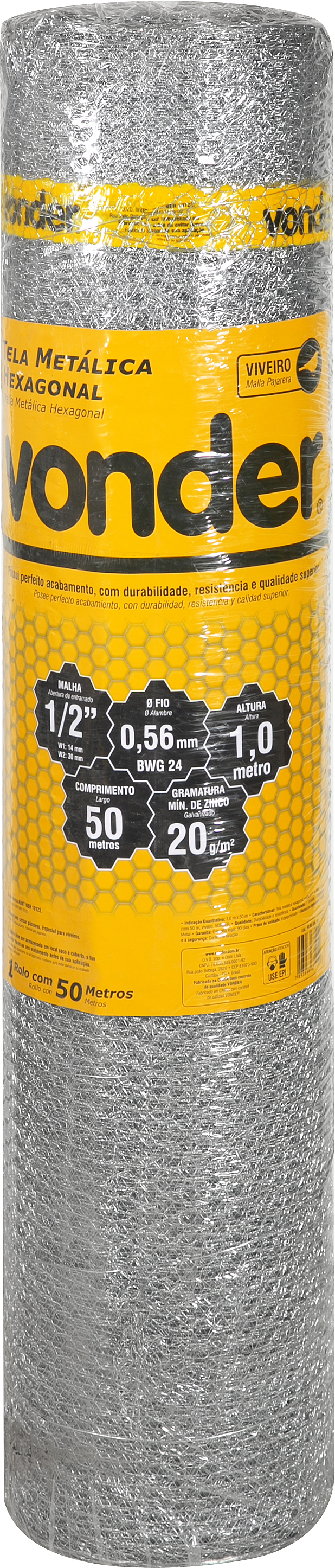 TELA AR. VIVEIRO 1/2P X FIO 24 X 1.00MT ROLO 50 METROS ref. 026772