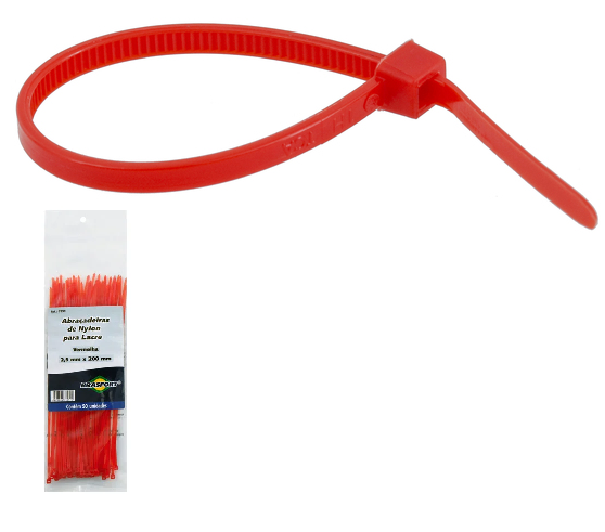 ABRAC. NYLON  VERMELHA  2,5MMX200 EMB.050PC ref. 027235