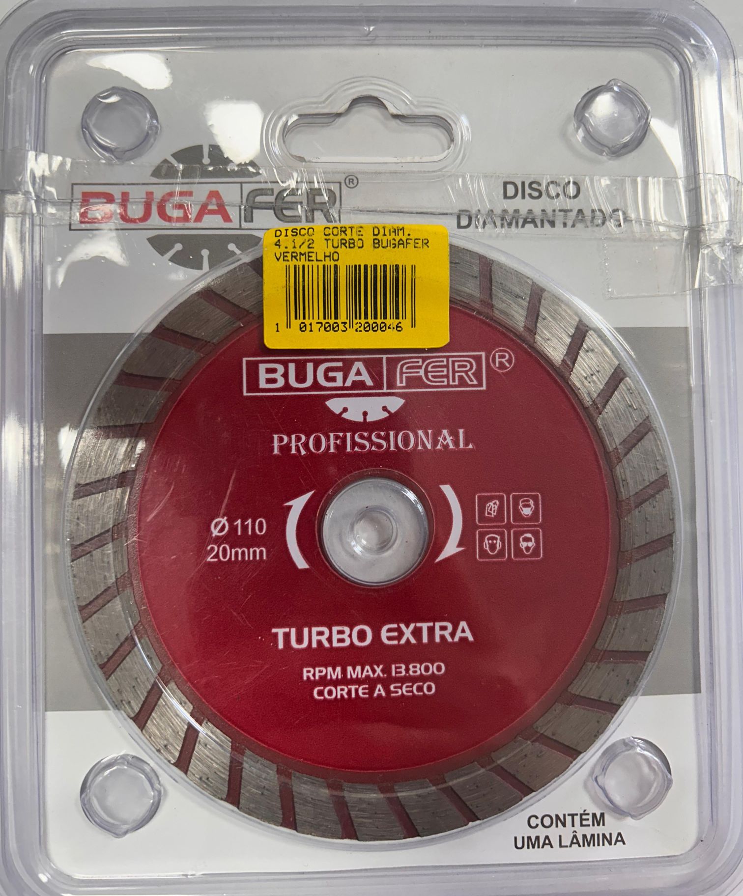 DISCO CORTE DIAM.  4.1/2 TURBO BUGAFER VERMELHO ref. 32.0004
