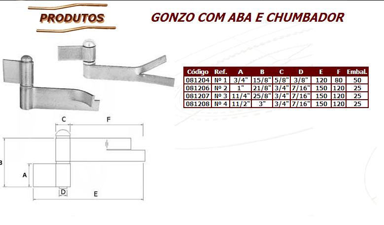 DOBRADICA GONZO C/CHUMBADOR N.02 ref. 14.2008
