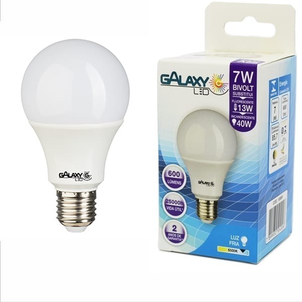 LAMPADA LED E27 BULBO  07W 6500K BCA BIV GALAXY ref. 021201