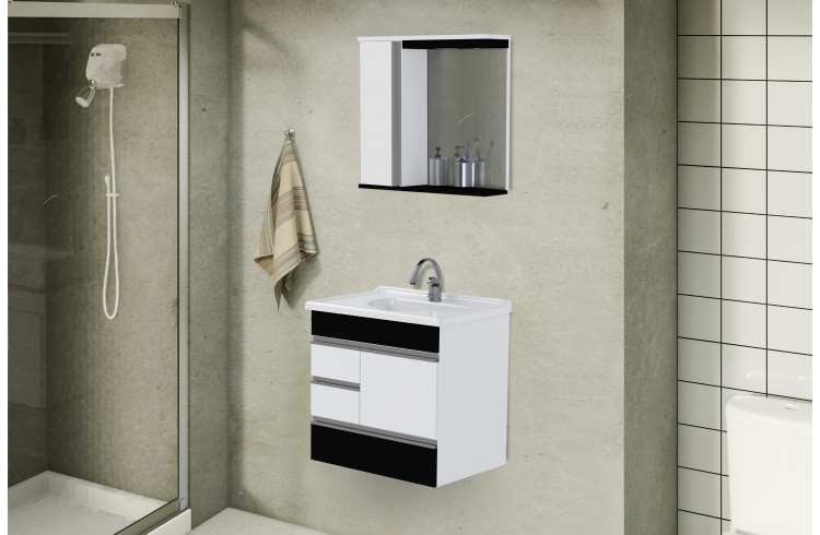 GAB. BANH. RORATO 060 KIT 3PC MODENA BR-PRETO ref. 024159