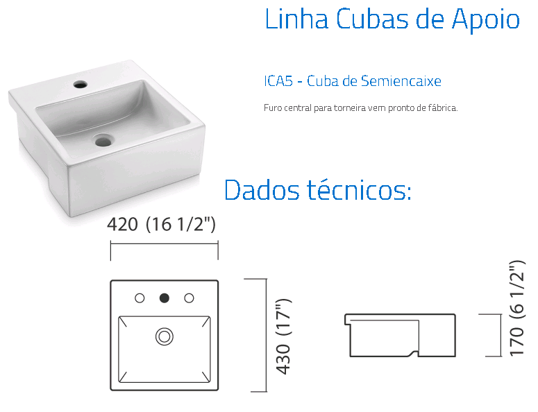 CUBA LOUCA APOIO ICASA ICA  5 SEMI-ENCAIXE BR ref. ICA500
