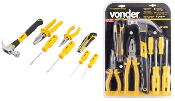 CHAVE JOGO FERRAMENTAS DIVERSAS VONDER 8 PC KF080 ref. 024614