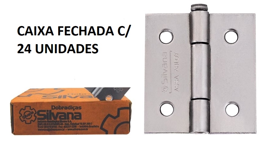 DOBRADICA FERRO POLIDO 1.1/2 CAIXA C/ 24 UN ref. 025053