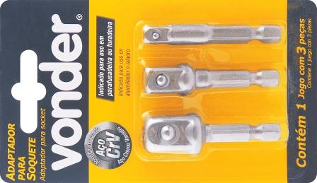 CHAVE SOQUETE ADAPTADOR C/ 3 UN 1/4 - 3/8- 1/2 ref. 025062