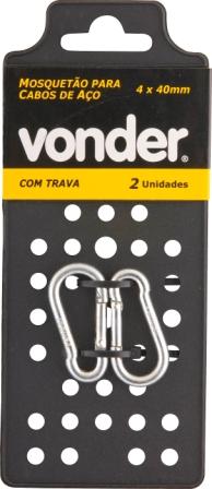MOSQUETAO COM TRAVA   4MM X 40MM (02 UN CARTELA) ref. 025211
