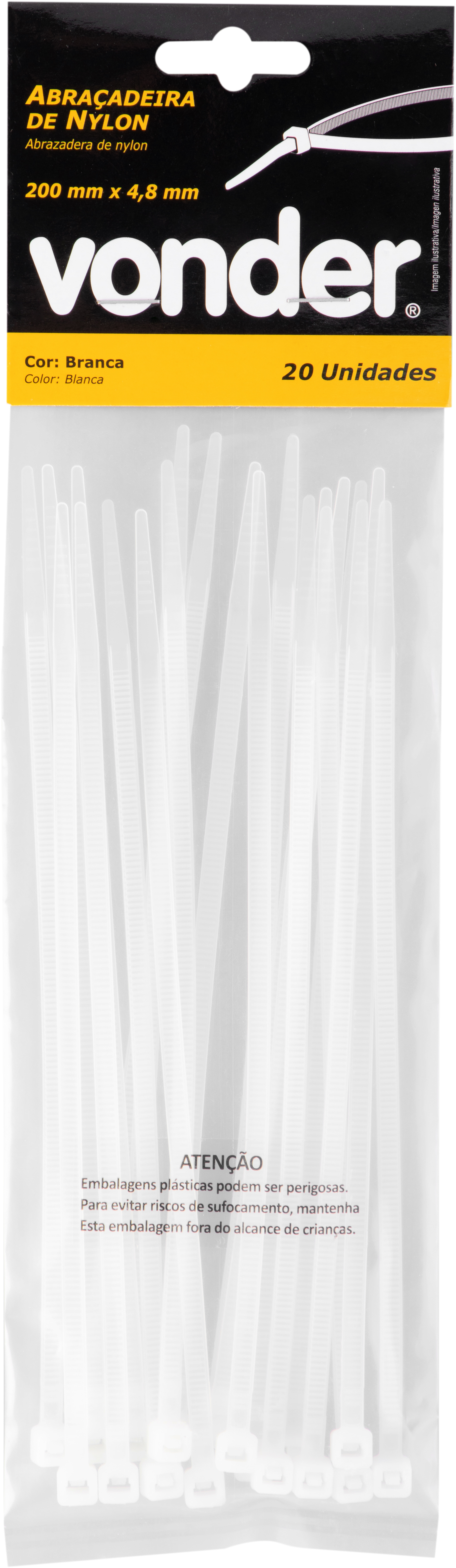 ABRAC. NYLON BRC 4,8MMX200 EMB.020PC ref. 025336 - Imagem 2