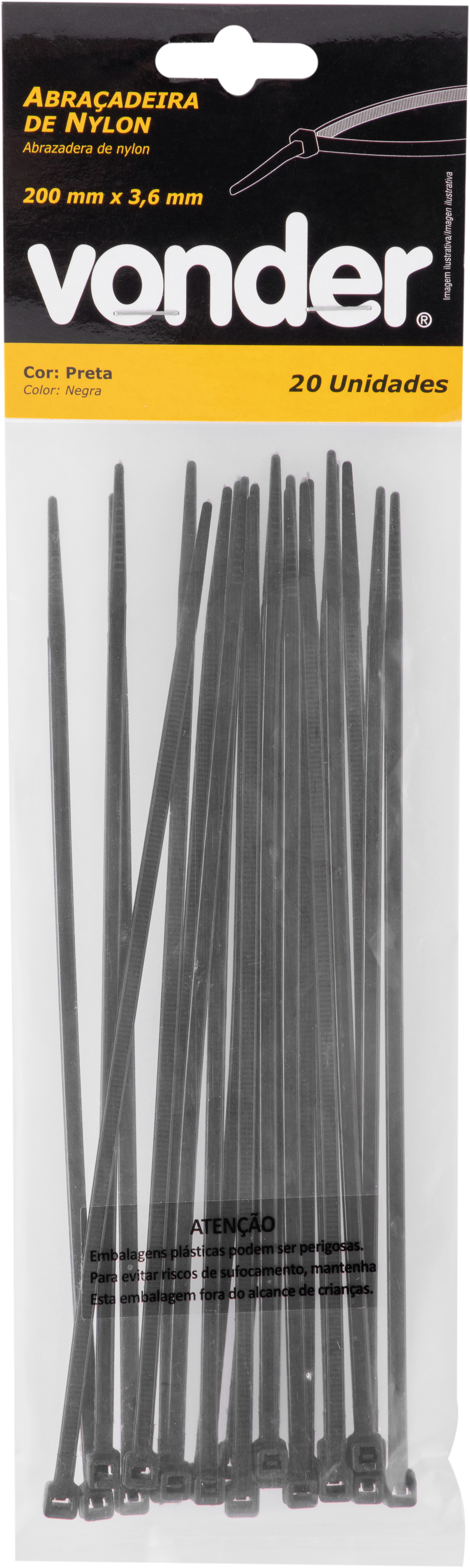 ABRAC. NYLON PTO 3,6MMX140 EMB.020PC ref. 025338 - Imagem 2