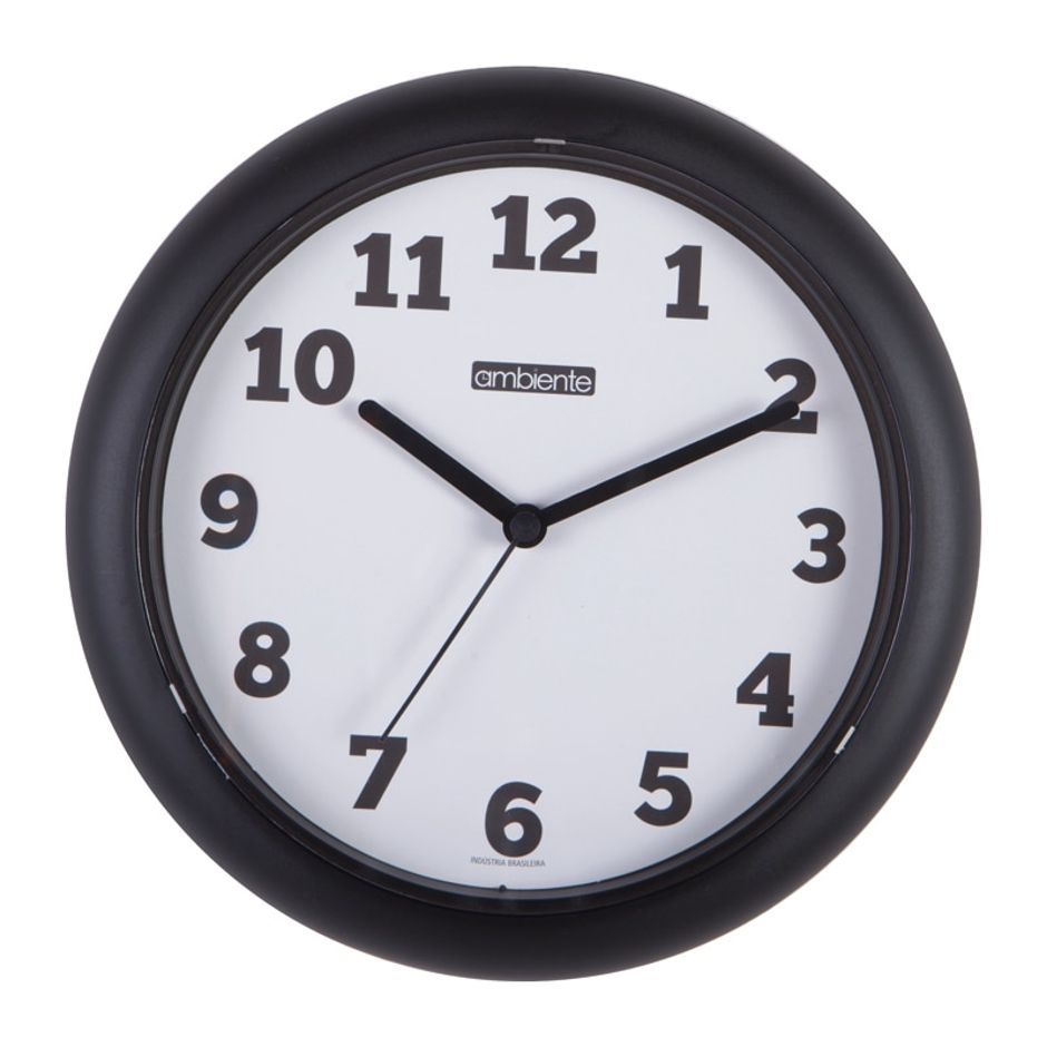 RELOGIO PAREDE REDONDO 24,5CM CLASSICO PRETO ref. 025972