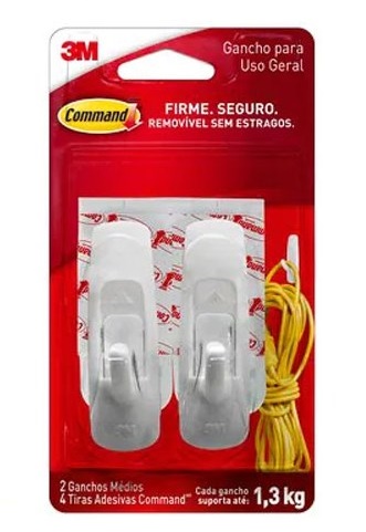 GANCHO ADESIVO 3M COMMAND 1,3KG CARTELA C/ 2UN ref. 026066