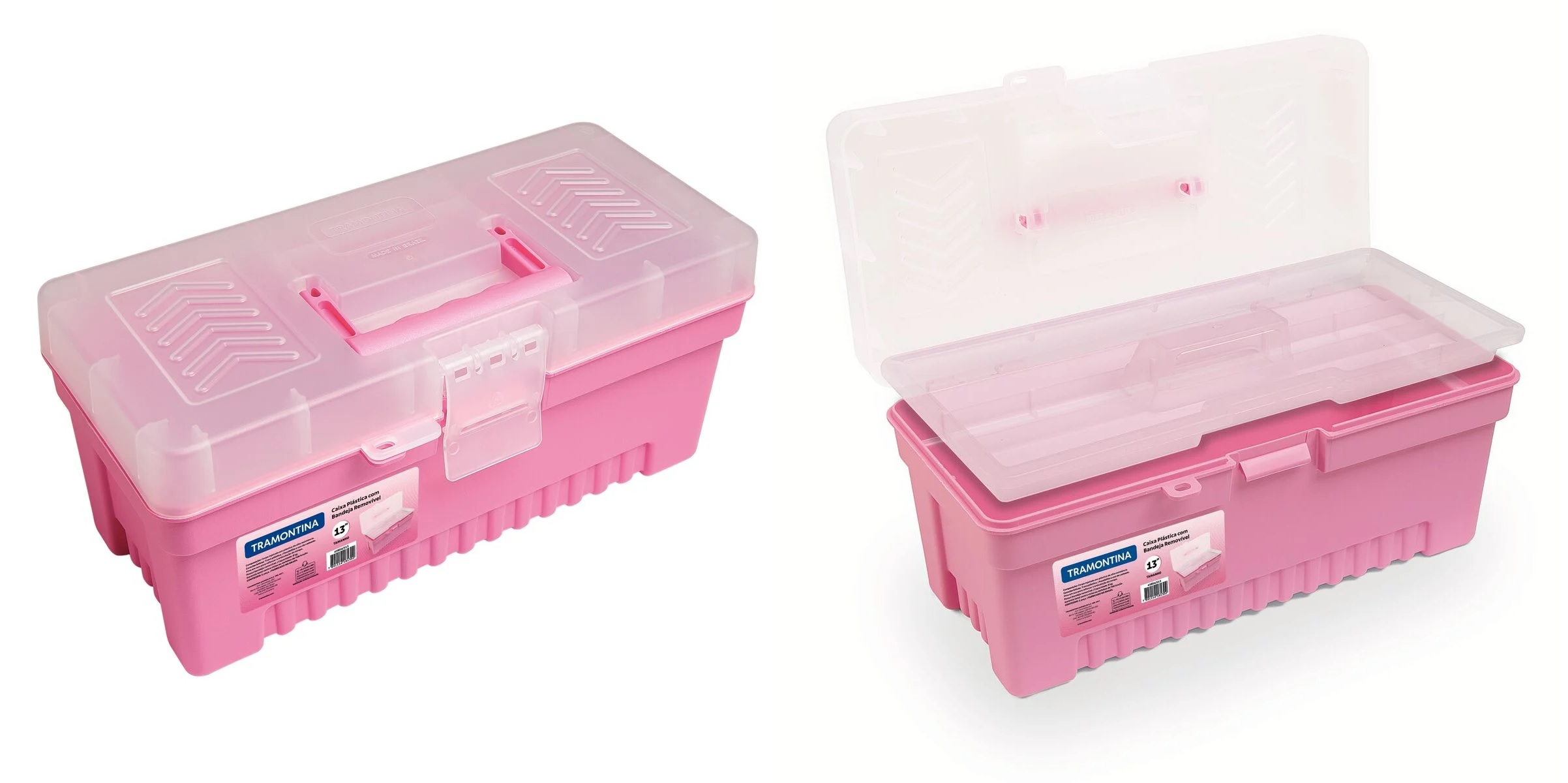 CAIXA FERRAMENTA PVC MEDIA ROSA C/ BANDEJA ref. 026075