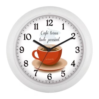 RELOGIO PAREDE REDONDO 24,5CM CAFE AMBIENTE ref. 026095