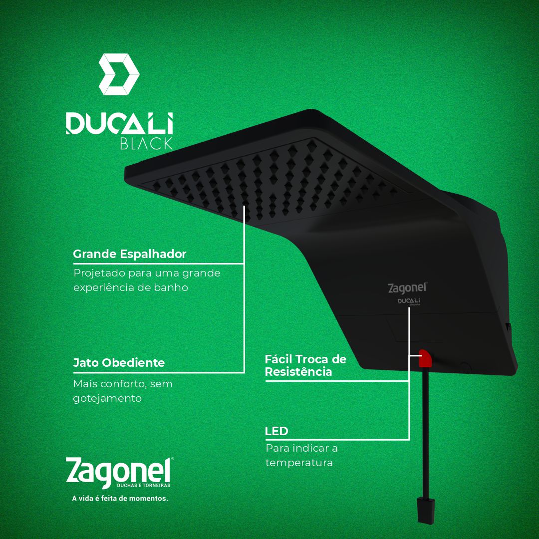 DUCHA ZAGONEL DUCALI ELETRONICA 220V X 7500W BLACK ref. 026703