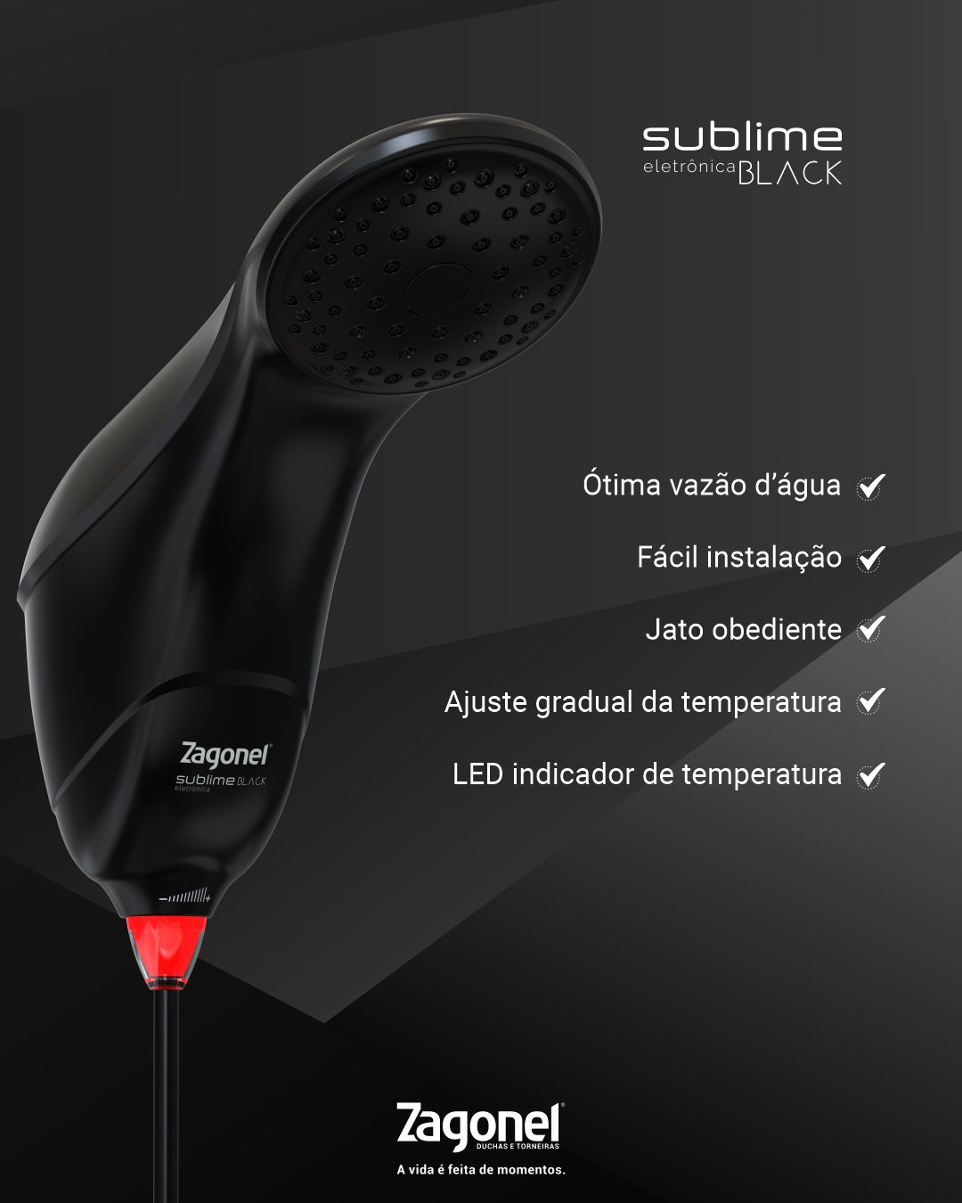 DUCHA ZAGONEL SUBLIME ELETRONICA 220V X 7500W BLACK ref. 026705