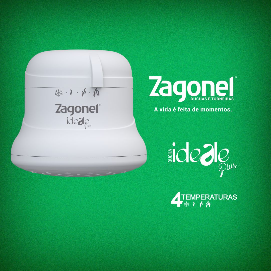 DUCHA ZAGONEL IDEALE PLUS 4 127V X 5500W C/ CANO ref. 026706