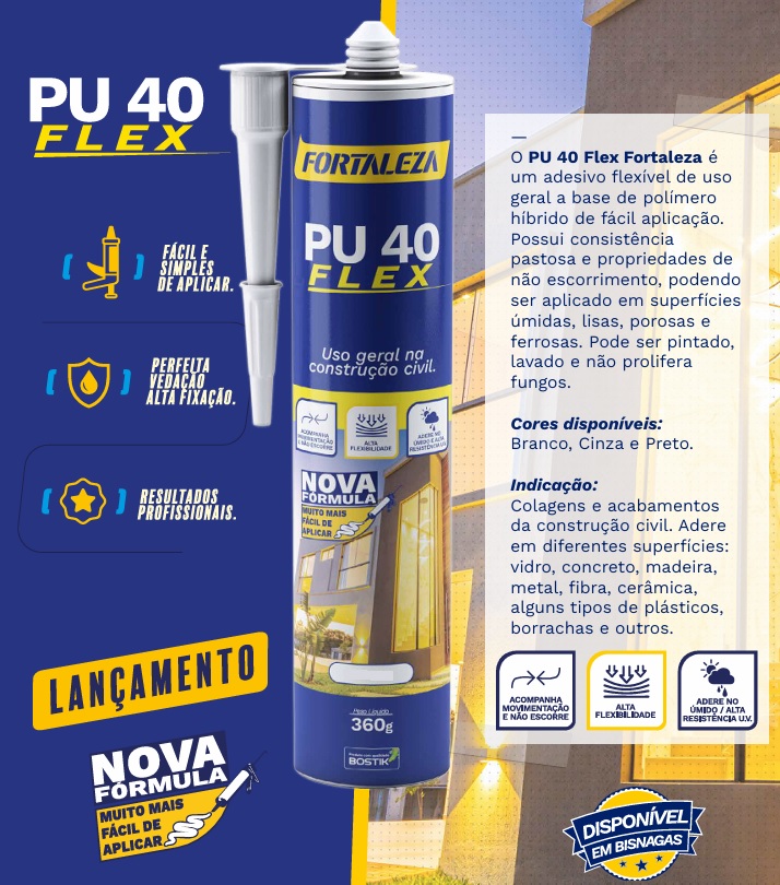 COLA SELANTE PU  360G PU40 FLEX CINZA       FORTALEZA ref. 026838