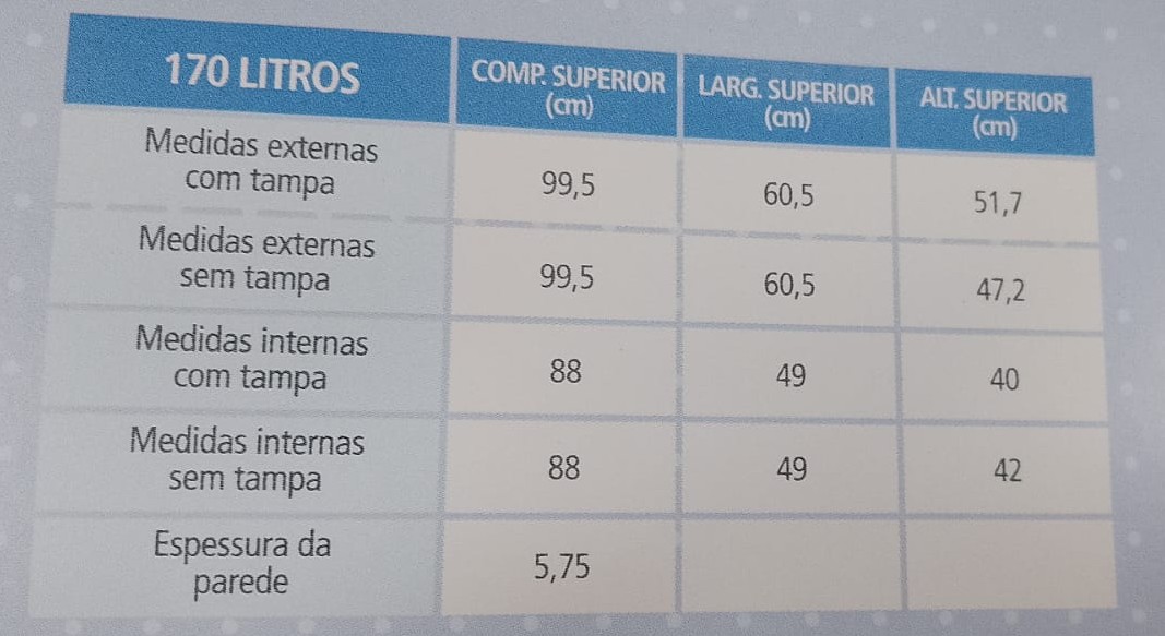 CAIXA TERMICA EPS ISOPOR USO GERAL 170 LITROS ref. 027007