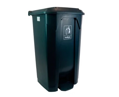 LIXEIRA PLASTICO 100 LITROS C/ PEDAL CINZA NOBRE ref. 027012