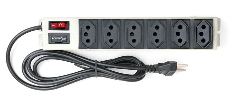 FILTRO  LINHA  6 TOMADAS 2P+T 10A BIV CX METALICA ref. 12.1106