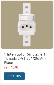 CONJ.SEM ESPELHO 1 INT. C/TOM. 20A     1340 ref. 12.1303