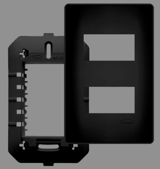 ESPELHO FAME 4X2 HABITAT 2 MODULOS PRETO 4073 ref. 025659