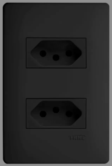 CONJ.M.FAME HABITAT 2 TOMADAS 10A PRETO      4056 ref. 025666