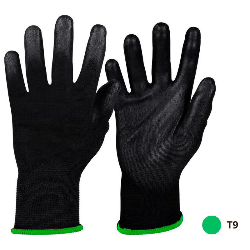 LUVA PROTECAO PU PRETA C MULTITATO G T9 VERDE ref. 026819