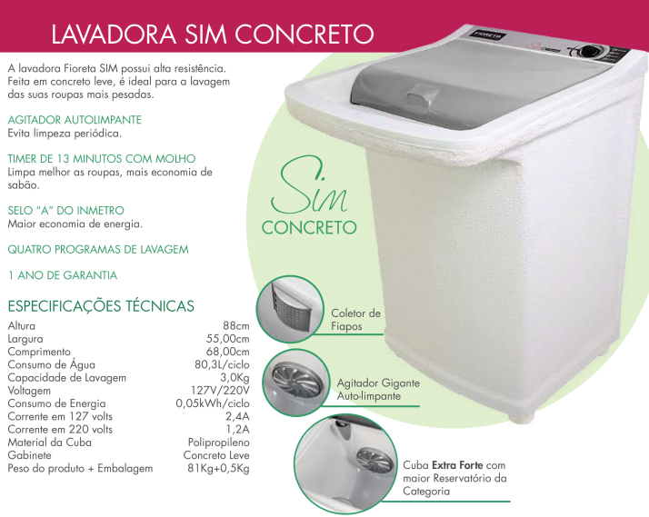 TANQUINHO ELETRICO TEXTURADO FIORETA        127V ref. 18.0144