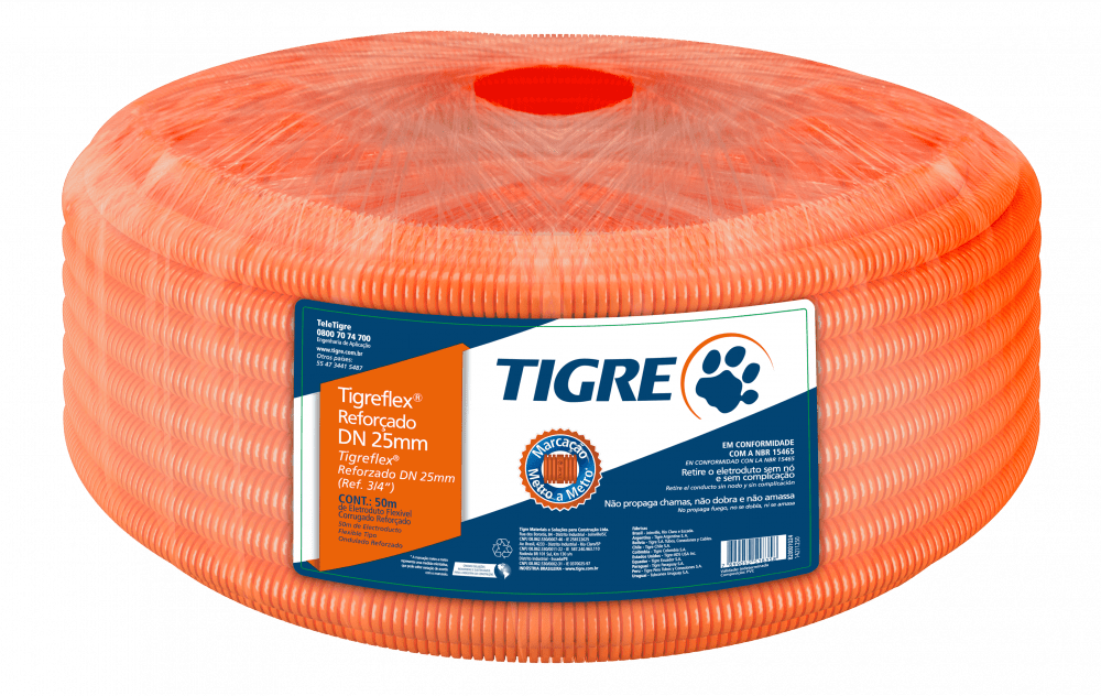 CONDUITE  ROLO CORRUG LARANJA TIGRE B 3/4 C/ 50MT ref. 023382