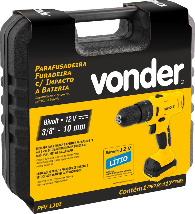 PARAFUSADEIRA VONDER BAT 12V PFV120I C/IMPACTO BIV ref. 024766 - Imagem 3