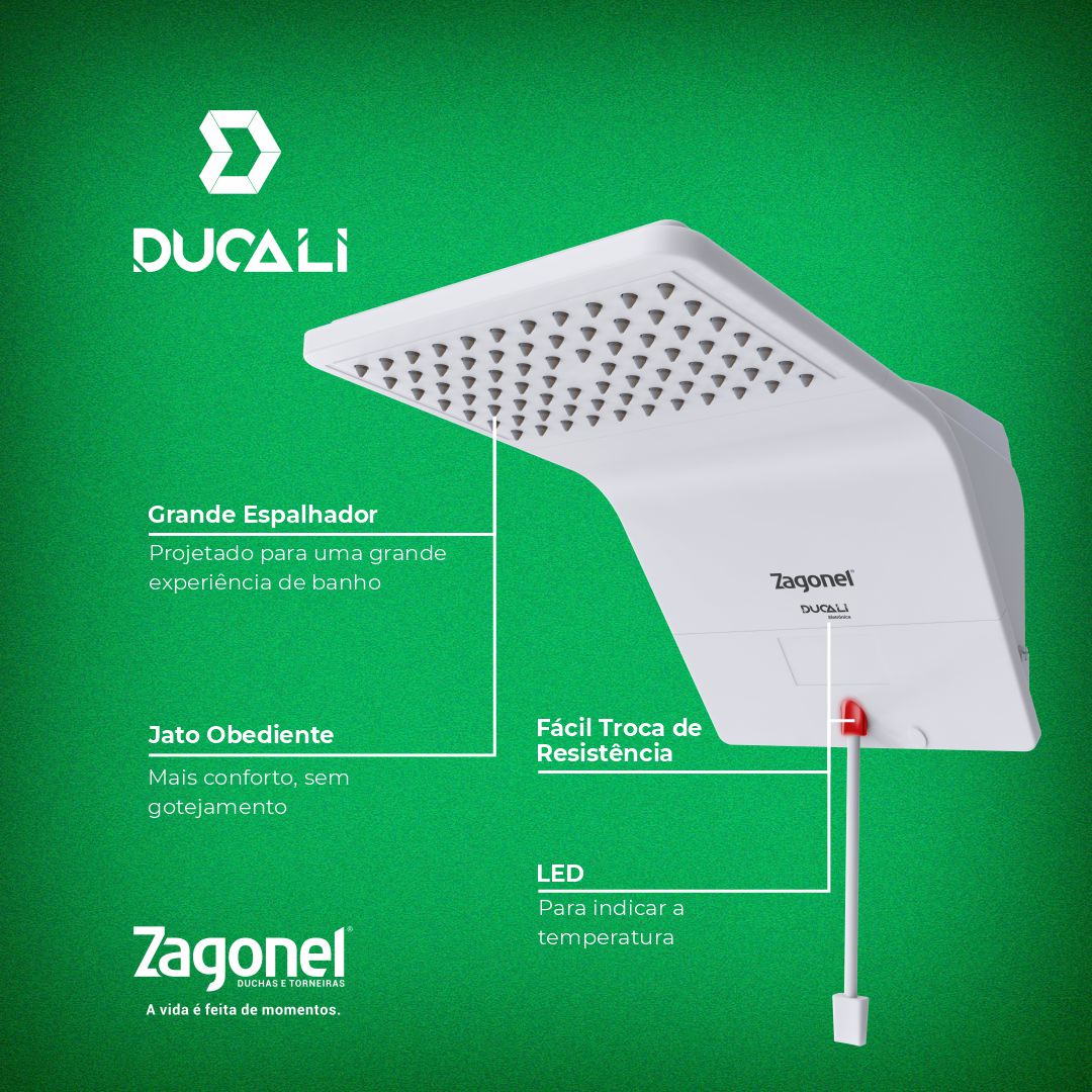 DUCHA ZAGONEL DUCALI ELETRONICA 127V X 5500W BRANCO ref. 026699