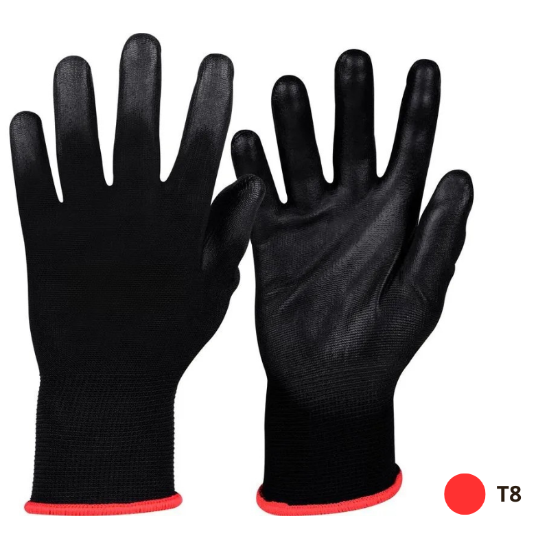 LUVA PROTECAO PU PRETA B MULTITATO M T8 VERMELHA ref. 026820