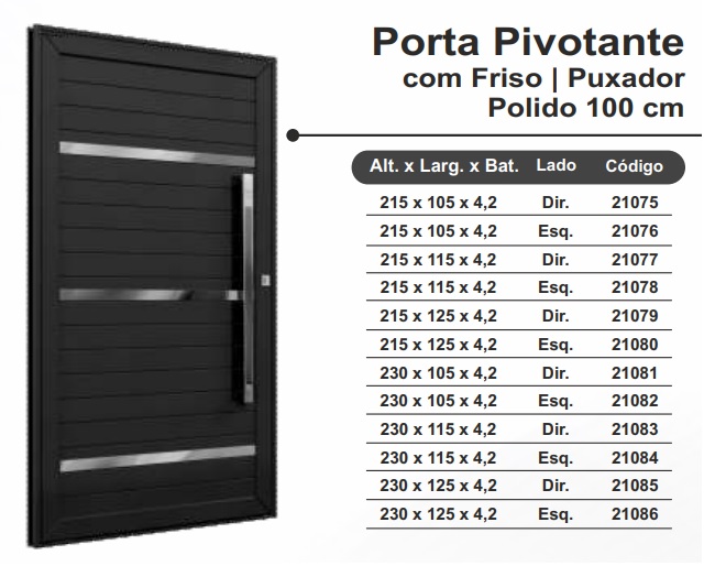 PORTA AL.PTO PIVOTANTE SUBLIME PX POLIDO 1.05-D ref. 21075