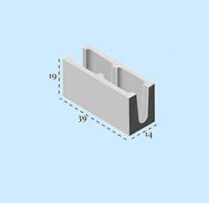 BLOCO CIMENTO  VEDACAO CANALETA 14X19X39 ref. 61.0021