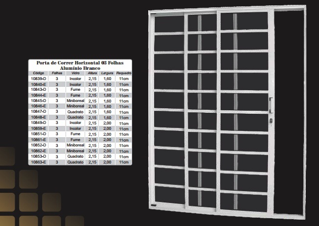 PORTA AL.BCO CORRER 3F HORIZONTAL VDI 160-D ref. 10839