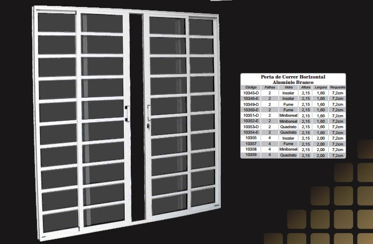 PORTA AL.BCO CORRER 4F HORIZONTAL VDF 200 ref. 10357
