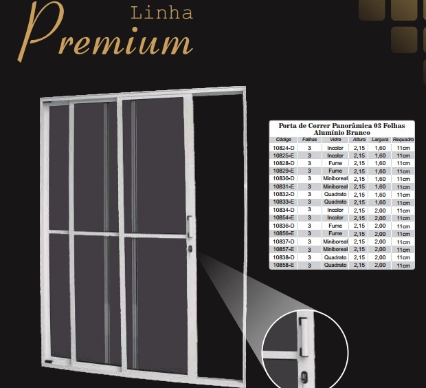 PORTA AL.BCO CORRER 3F PANORAMICA VDI 160-D ref. 10824