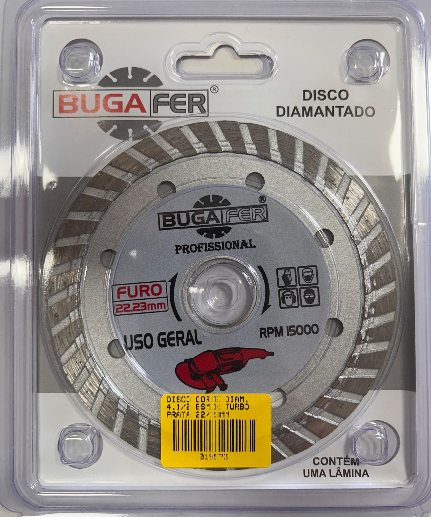 DISCO CORTE DIAM.  4.1/2 ESMER TURBO PRATA 22/23MM ref. 019573
