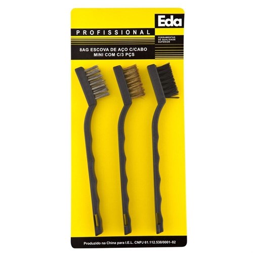 ESCOVA ACO C/C PLAST. MINI KIT 3PC 8AG ref. 14.0120