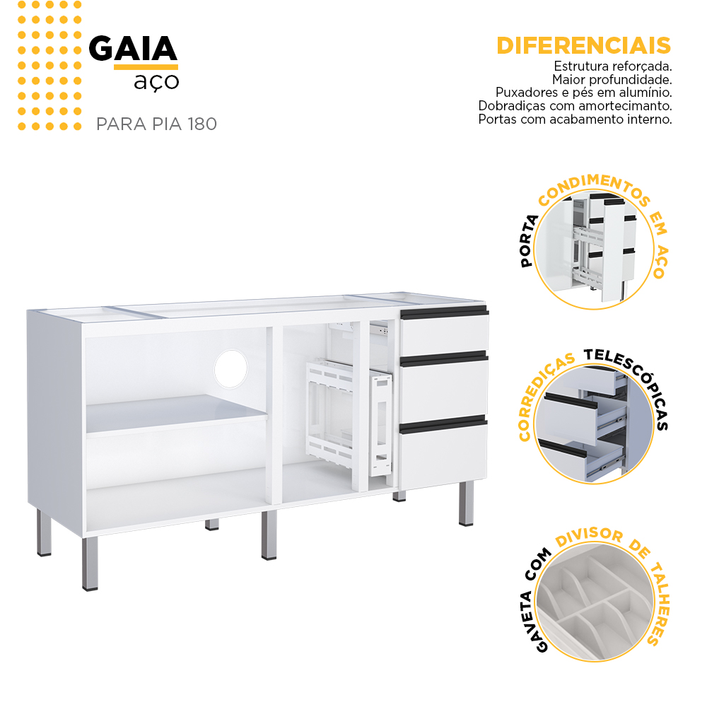 GAB. COZ. ACO 180 GAIA BRANCO ref. 019412 - Imagem 3