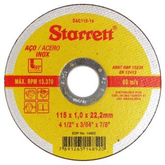 DISCO CORTE INOX 4.1/2X1.0X7/8 STARRET ref. 023119