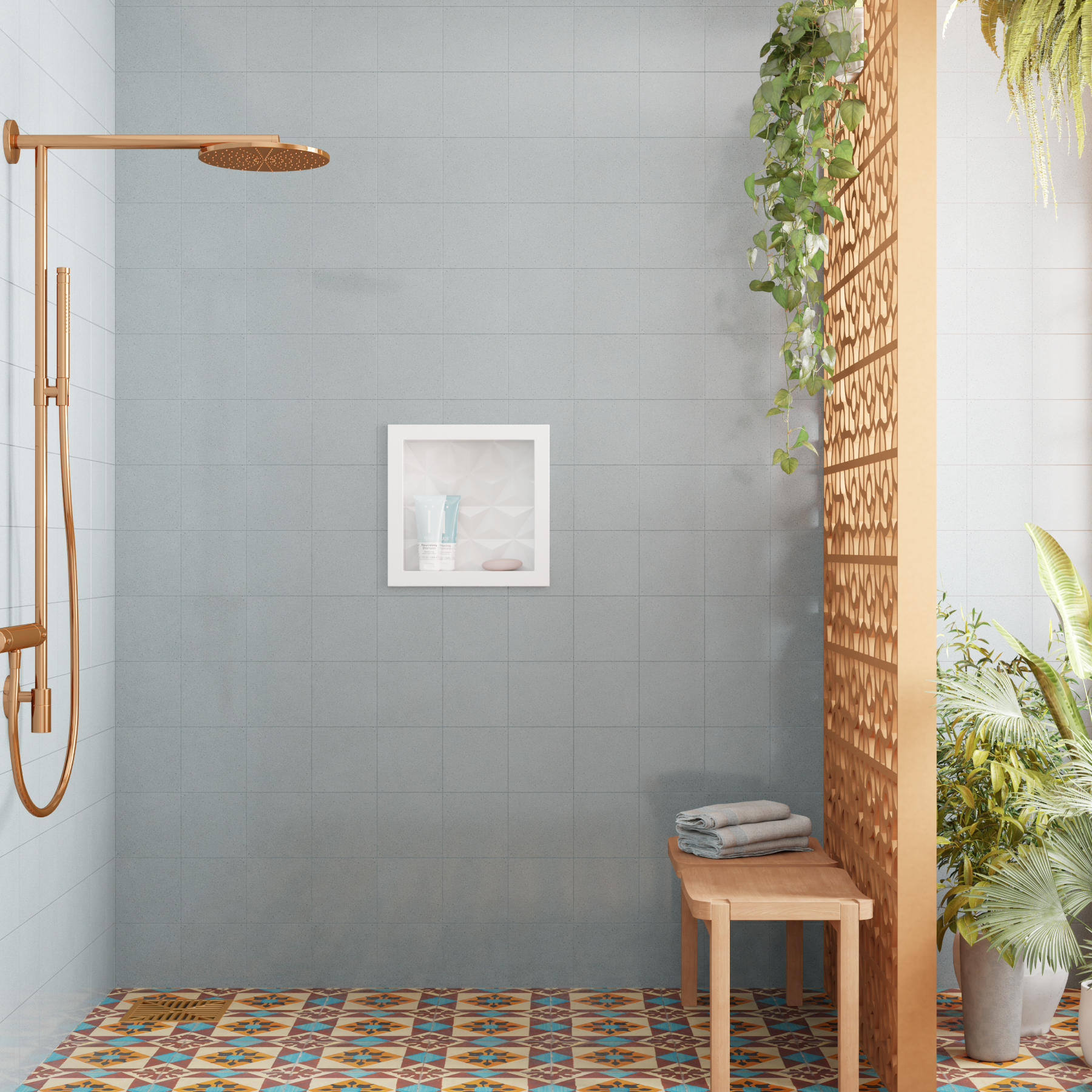 NICHO BANHEIRO MULTI 30X30 BRANCO TEXT TRIANGULO ref. 024398 - Imagem 2