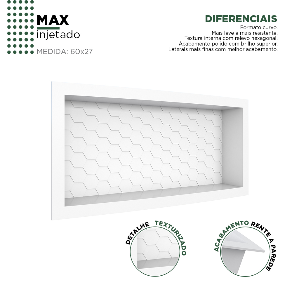 NICHO BANHEIRO ABS INJETADO MAX 660MM BRANCO ref. 024402 - Imagem 3
