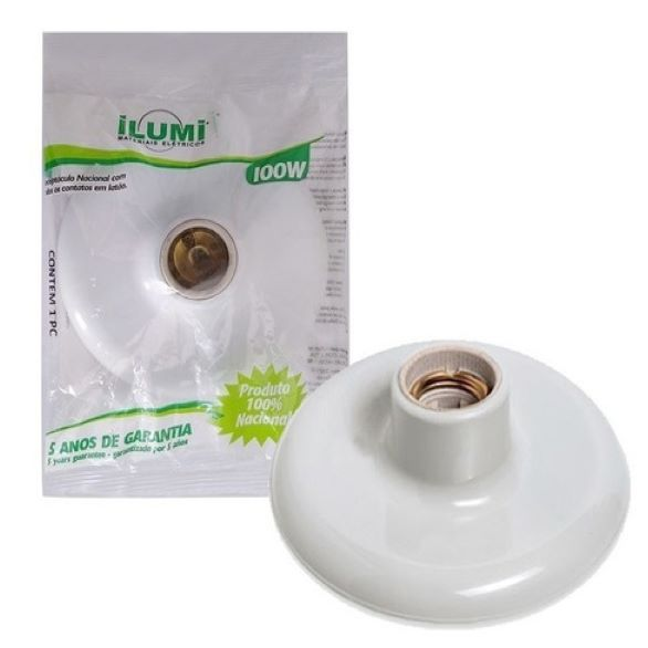 PLAFUNIER PVC C/ SOQ. LOUCA ILUMI 1 LAMP LISO BRANCO ref. 026203